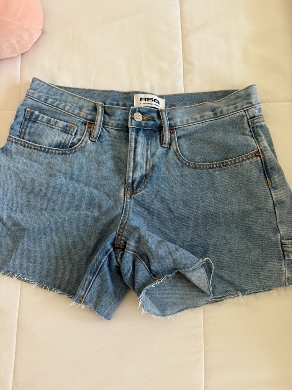 RSQ Low Rise Baggy Carpenter Light Blue Denim Jean Shorts